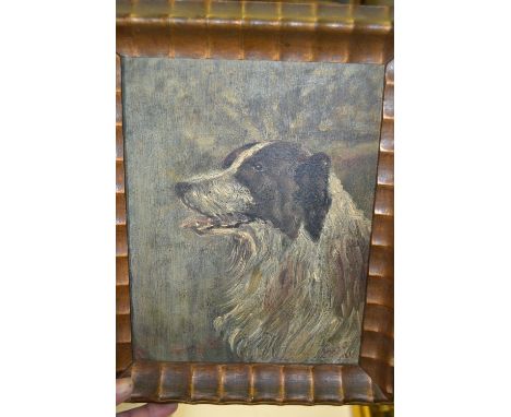 Oil on board, portrait of a dog, indistinctly signed and dated 1921, 9.5ins x 7ins