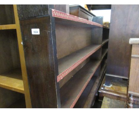 Early 20th Century double section three shelf dwarf open bookcase (at fault)