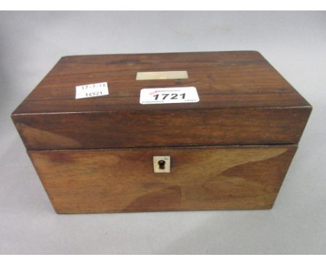 Small 19th Century rosewood two division tea caddy