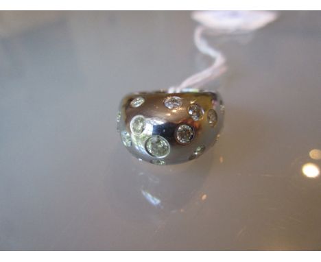 Platinum and diamond dome shaped ring, the diamonds approximately 1.47ct total