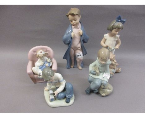 Group of five various Nao porcelain figures of children