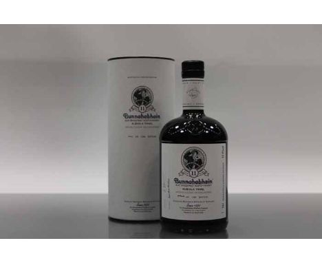 BUNNAHABHAIN 11 YEAR OLD
Single Islay Scotch Whisky. In tube. Signed by Distillery Manager Andrew Brown. Bottle no. 0966 of 1