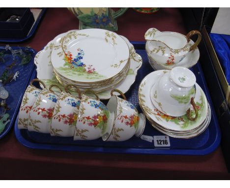Aynsley Floral Tea Service, circa 1920's B1562, twenty one pieces.