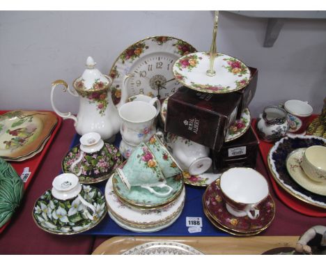 Royal Albert 'Old Country Roses' Three Tier Cake Stand, coffee pot, beakers (based) and oddments of other Royal Albert includ