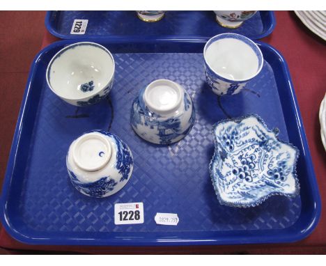 An XVIII Century Worcester Blue and White Tea Bowl, in the Fence pattern, blue crescent mark 8cm diameter, a further Worceste