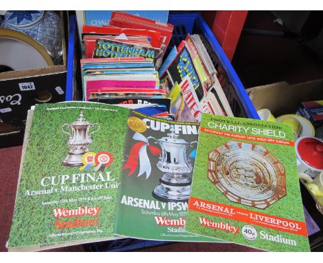 Sporting Memorabilia - Arsenal Programmes 1970's &amp; 80's, mainly homes, Cup Finals, Charity Shield, hand books, large quan