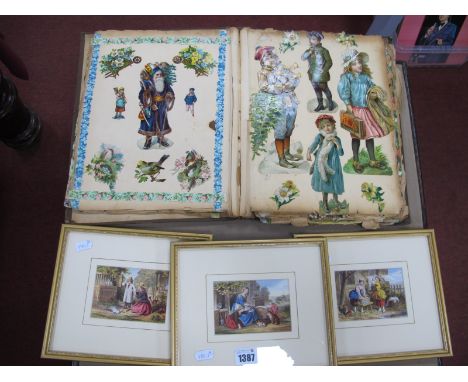 A Late XIX Century Album of Scraps, three Kronhei prints framed. (4)