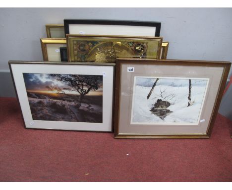 A. Turton (Barnsley Artist) Oasis in The Snow Watercolour, 25.5 x 35.5cm, signed lower right, details verso, Rod Kay Cat on a
