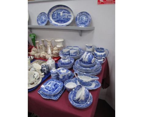 Copeland Spode Italian Blue &amp; White Table Ware, of approximately fifty three pieces, including jugs, 36cm oval dish, 26.5