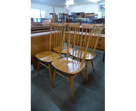 A set of four Ercol elm and beech 608 model chairs 