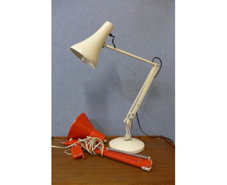 A cream metal anglepoise desk lamp and one other 