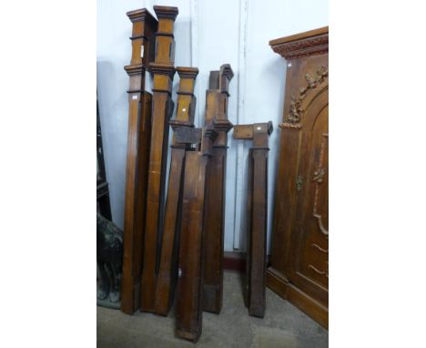 A set of six Victorian pine architectural columns 
