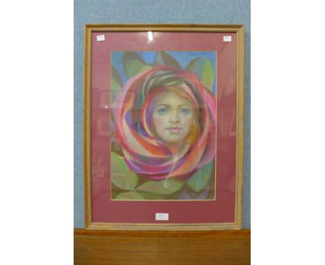 Harry Frederick Darking, portrait of a lady, pastel, framed 