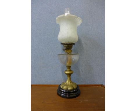 A Victorian brass oil lamp 