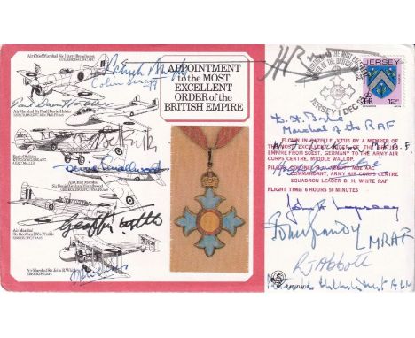 Rare 15 WW2 Vips Signed RAF Medal Cover DM7a15. Appointment to the Most Excellent Order of the British Empire Signed 15 Holde