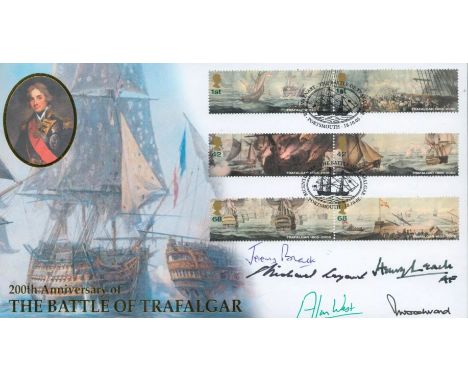 Battle of Trafalgar rare multiple Admirals signed Internetstamps cover. One of only 75 signed by Admirals Sir Michael Layard,