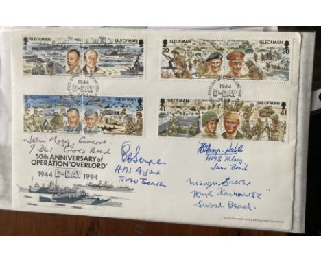 50th Anniv of Operation Overland D Day Signed 4 all involved in D Day action. D-day Multiple signed FDC 50th Ann Operation Ov