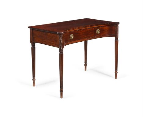 Y&nbspA REGENCY MAHOGANY INVERTED BOWFRONT SIDE TABLE CIRCA 1815 Possibly Federal, with fine satinwood and ebony stringing, t