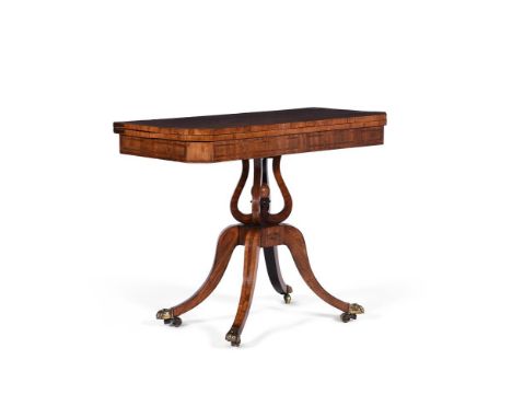 Y&nbspA REGENCY KINGWOOD AND BURR YEW CROSSBANDED CARD TABLE CIRCA 1815 73cm high, 90.5cm wide, 44cm deep  Condition Report: 