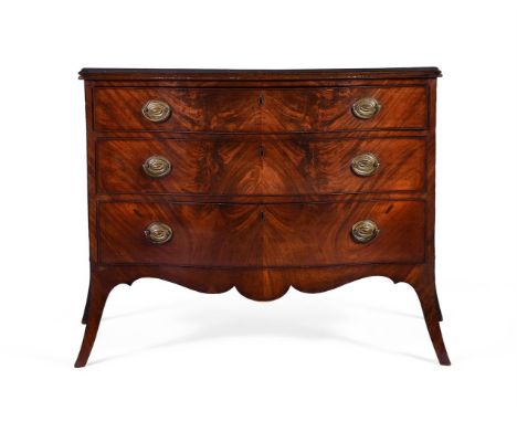A GEORGE III MAHOGANY SERPENTINE COMMODE IN THE MANNER OF HENRY HILL OF MARLBOROUGH, CIRCA 1770 85cm high, 115cm wide, 63cm d