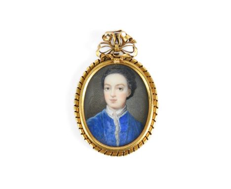 Y &nbspANGLO-SCOTTISH SCHOOL MID TO EARLY 18TH CENTURY MINIATURE PORTRAIT OF THE POET JAMES THOMSON  In a gold coloured unmar