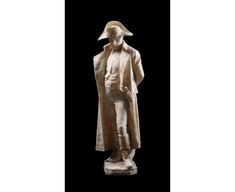 WORKSHOP OF ANTONIO FRILLI, A CARVED ALABASTER FIGURE OF NAPOLEON  ITALIAN, LATE 19TH CENTURY  Depicted full length, hands be