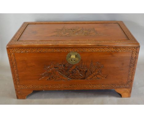 A 20th Century Eastern Carved Trunk, 101 cms wide