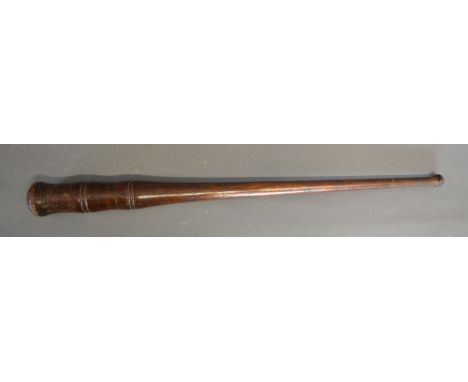 A Turned Wooden Baton of Tapering Form, 40 cms long