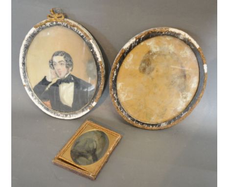 An Early 19th Century Portrait Miniature of a Gentleman in Period Dress, together with another similar, 20 x 16 cms, together