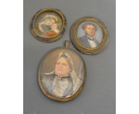 An Early 19th Century Portrait Miniature, quarter length portrait of a gentleman in period dress together with two other simi
