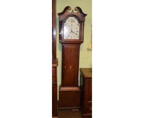An oak thirty hour longcase clock, painted arch dial inscribed C Caygill, Askrigg, late 18th centruy 