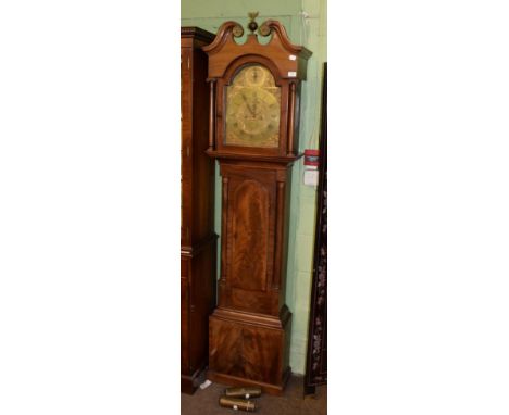 A Longcase clock, signed John Law, Aberdeen .  Case is faded. Cracks and chips in parts. Trunk door slightly bowed. Later ski