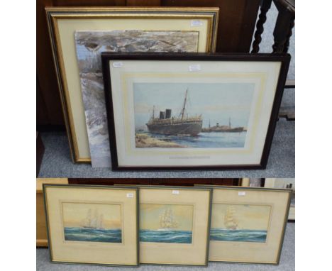 W Knox (20th century) Running Before the Wind, signed and dated 1917, watercolour; together with ''On Into the Night'', and '