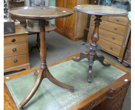 Victorian walnut chess top table; and a George IV mahogany circular dish top table 