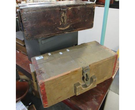 Two wooden ammunition boxes both marked: W72 with metal hinges.(B.P. 21% + VAT) 