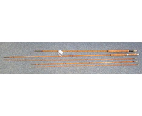 Two vintage two and three-piece split cane fishing rods, marked 'The Gold Medal' and 'Palakona'. (2) (B.P. 21% + VAT)&nbsp;Us