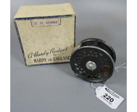 Vintage Hardy 'St. George' fly reel in original box, 3 and 3/8 inch. (B.P. 21% + VAT) 
