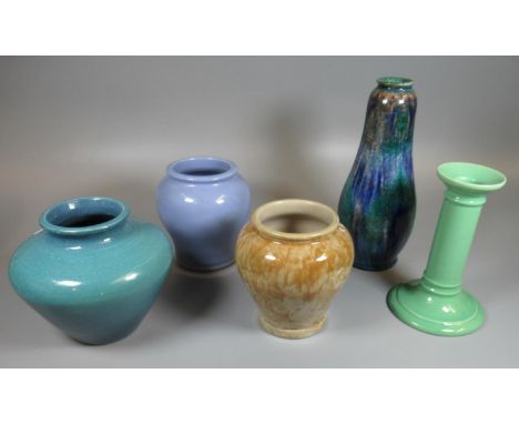 Collection of ceramics to include; a Doulton multi-coloured glazed vase by Minnie Webb, Doulton 'Habitat' green candlestick, 