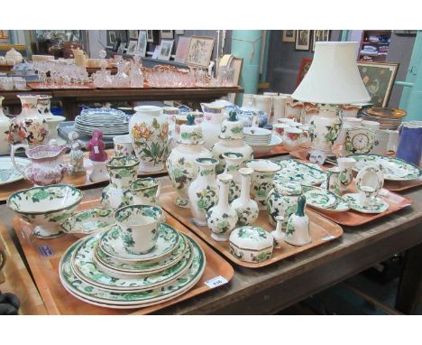 Four trays of Mason's Ironstone 'Chartreuse' design items to include; table lamp, wall and mantel clocks, various jugs, chamb