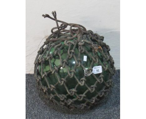 Large Vintage glass fishing float, probably Japanese. (B.P. 21% + VAT)&nbsp;104.5cm diameter approx including rope 'netting'.