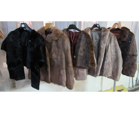 Five vintage fur items to include; black fur stole, brown fur capelet, three short jackets. (5)(B.P. 21% + VAT) 
