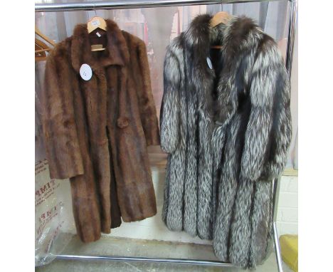 Two vintage fur coats; one silver fox and the other musquash. (2) (B.P. 21% + VAT)No labels stating sizes.No labels stating s