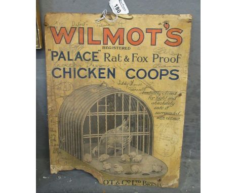 Vintage advertising card, 'Wilmot's Palace Rat and Fox Proof Chicken Coops', 39 x 30cm approx.(B.P. 21% + VAT) 