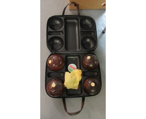 Cased set of vintage Taylor wooden lawn bowls.(B.P. 21% + VAT) 
