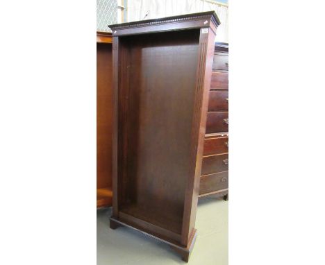 Two Edwardian style open bookcases with adjustable shelves, one in mahogany the other in yew wood. 78 x 180cm approx. (2) (B.