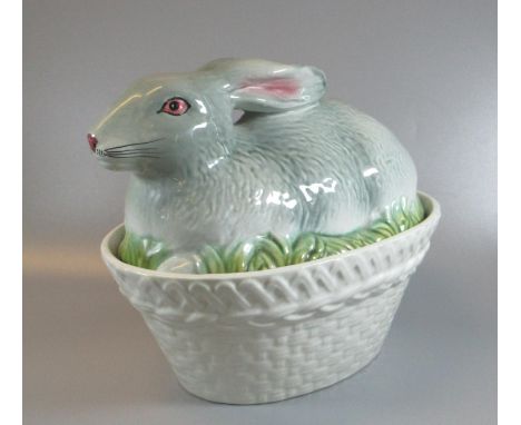 Portuguese ceramic egg crock in the form of a recumbent rabbit or hare. (B.P. 21% + VAT) Heavy crazing, but no obvious damage