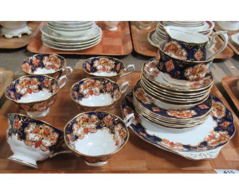 Three trays of assorted teaware to include: a Royal Albert English bone china 'heirloom' design part teaset: teacups, saucers