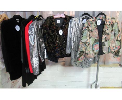 Collection of vintage 80's and 90's ladies clothing to include; velvet EF Eurofashion with leaf design short jacket, red jack