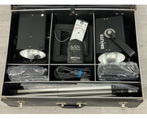 Hardcase containing Bolite camera equipment, including tripod, lighting, flash-meter etc