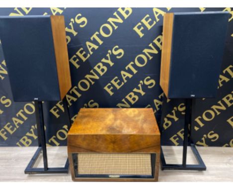 Vintage Dynatron speaker &amp; pair of JPW speakers both on metal stands